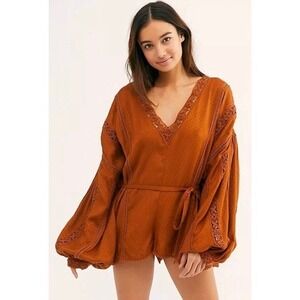 NWT Free People New Romper Mean It Romper Large Crochet Lace